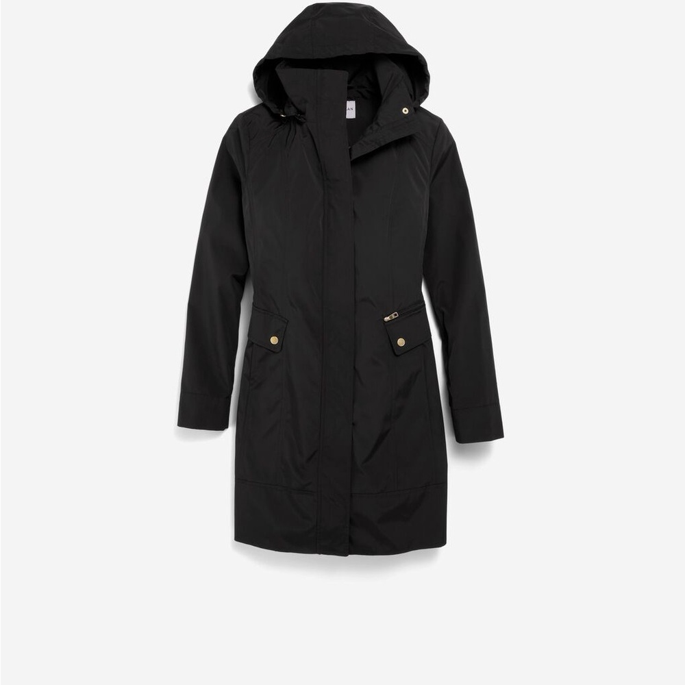 Cole Haan Signature Black Packable Rain Jacket with Hood and Pouch